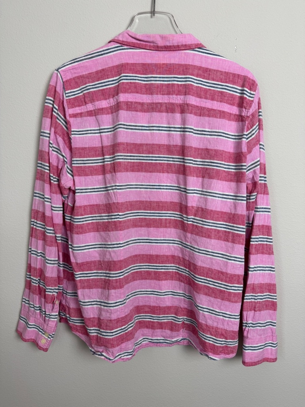 J Crew Perfect Fit Linen Button Down Shirt Size XL Striped - Picture 5 of 6